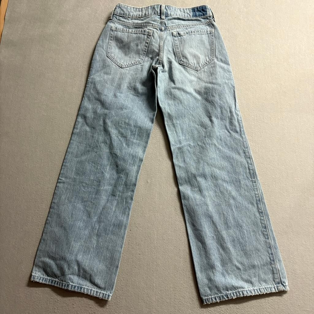 Hollister Low Rise Baggy Jeans Womens 00R W24 Distressed Light Wash Denim