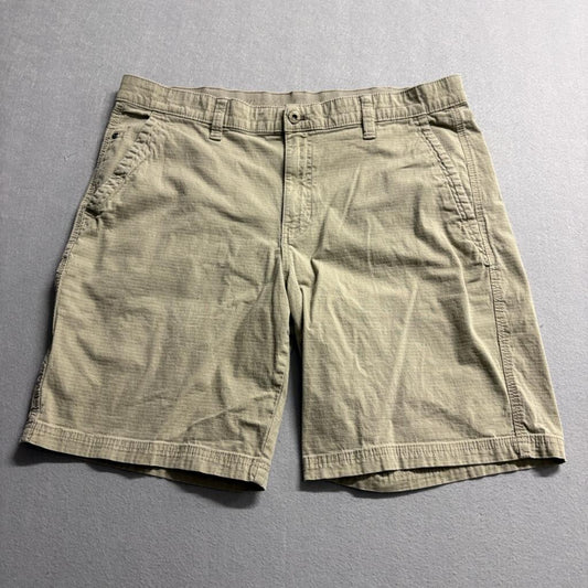 Weatherproof Vintage Mens Shorts Size 38 Tan Beige Cotton Stretch Flat Front