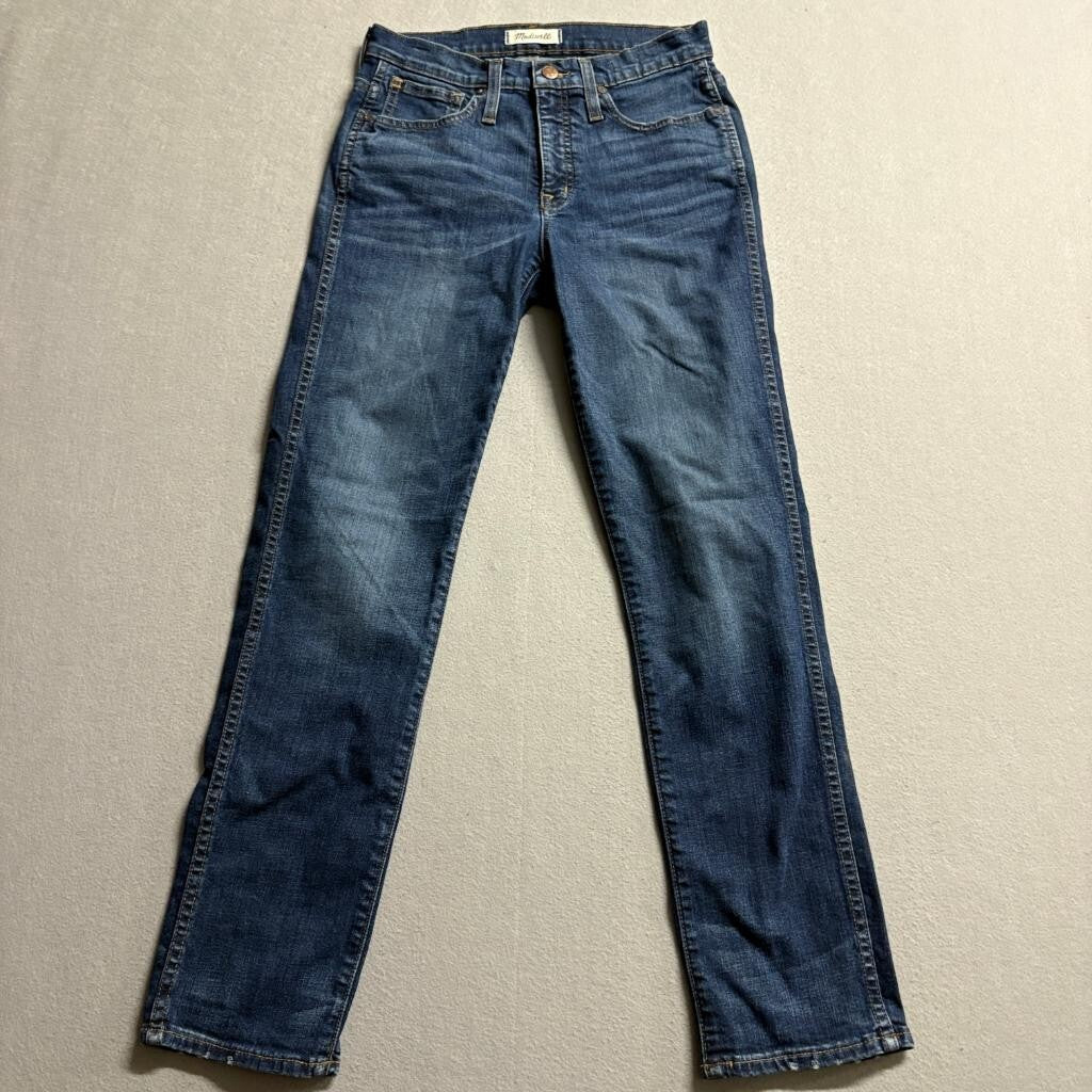 Madewell Slim Straight Jeans Womens 26 Blue Denim Stretch Mid Rise