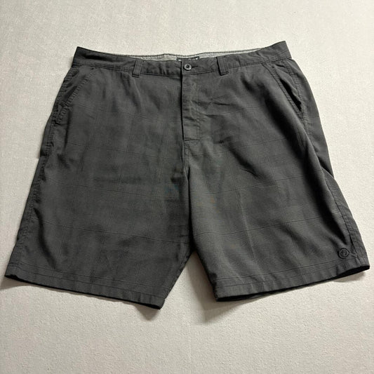 Hang Ten Mens Hybrid Shorts Size 40 Gray Plaid Stretch Casual Board Shorts