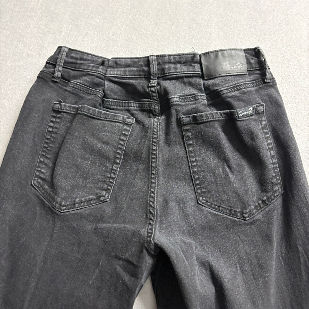 Seven7 Slim Flare Jeans Womens Size 12 Black Denim Stretch High Rise