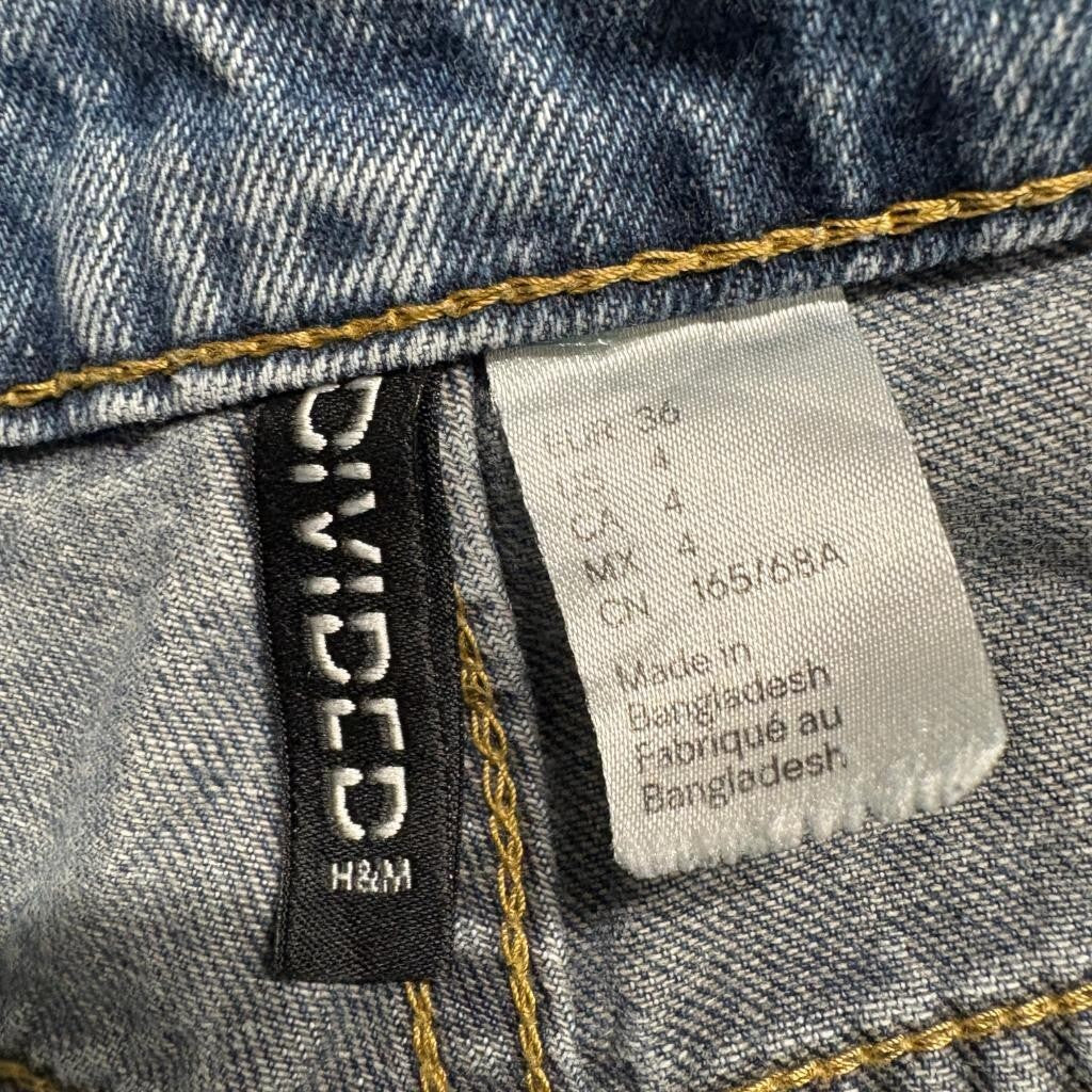 H&M Divided Wide Leg Jeans Womens Size 4 Blue Denim High Rise 100% Cotton