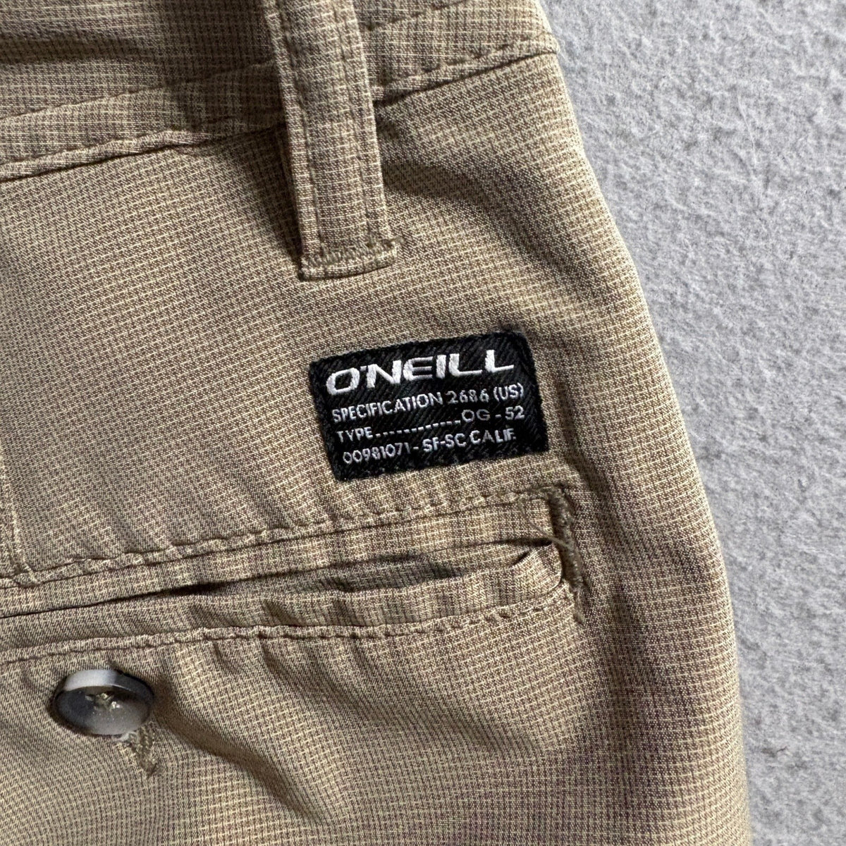 O'Neill Hybrid Shorts Mens Size 36 Tan Beige Stretch Boardshorts Walkshorts 10