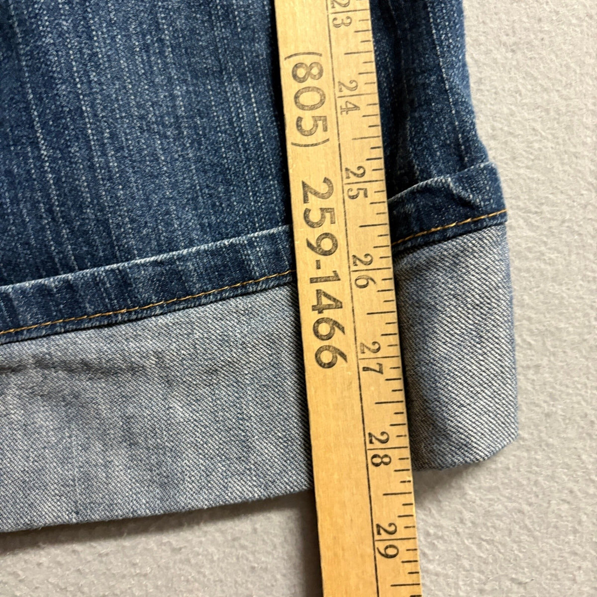 Croft & Barrow Denim Capri Jeans Womens 14 Blue Stretch Cuffed Crop Mid Rise