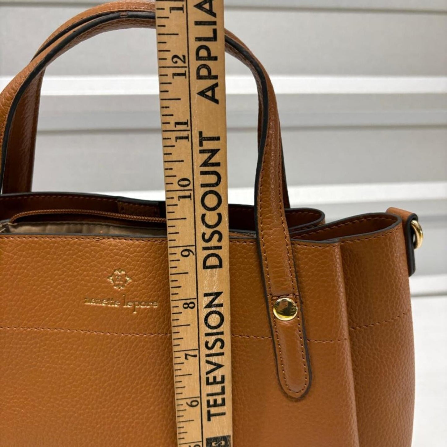 Nanette Lepore Women's Brown Pebbled Faux Leather Satchel Shoulder Bag Medium