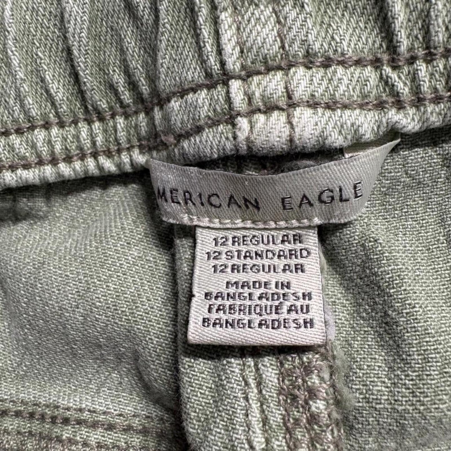 American Eagle Jogger Pants Womens 12 Regular Green Denim Stretch Elastic Waist