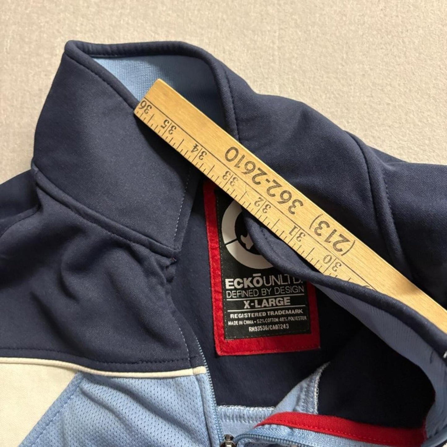 Ecko Unltd Track Jacket Mens XL Blue Full Zip Rhino Logo Y2K Streetwear