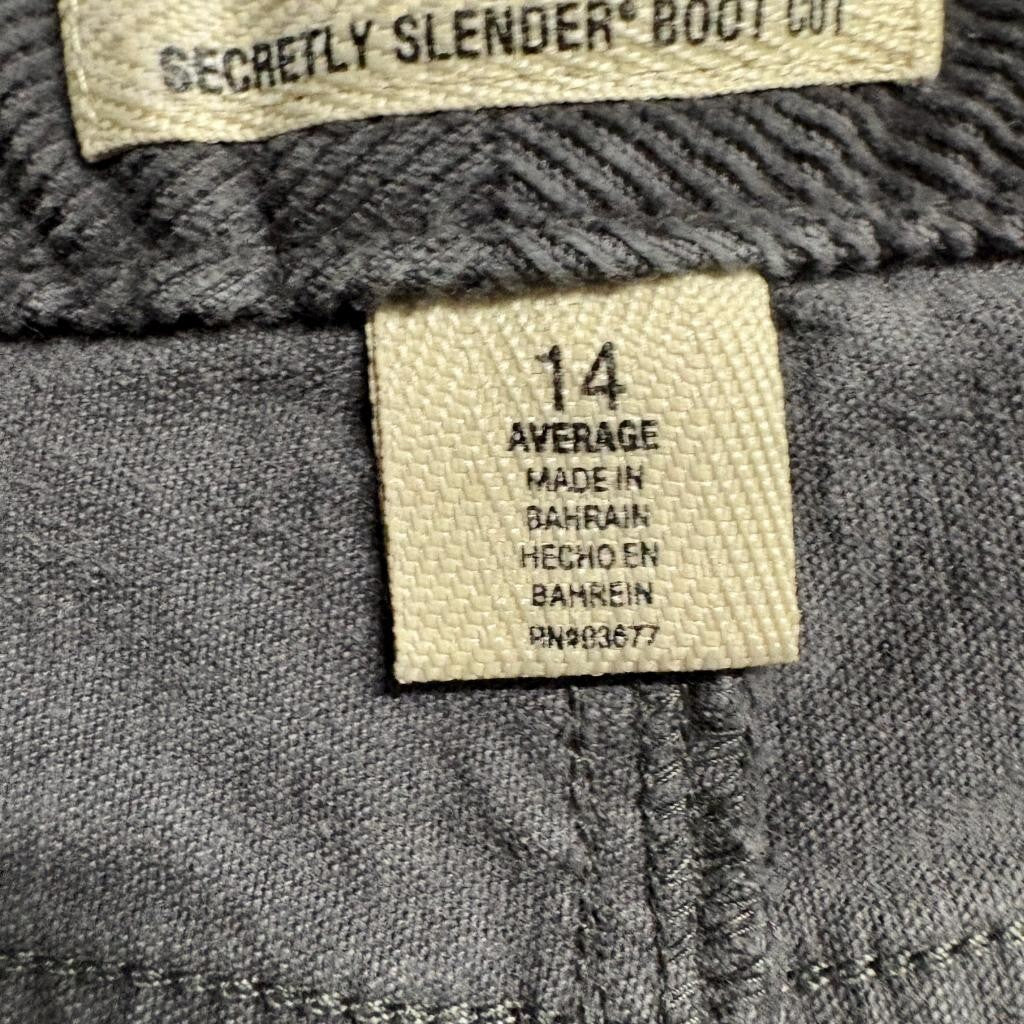 St Johns Bay Corduroy Pants Womens 14 Average Gray Secretly Slender Bootcut