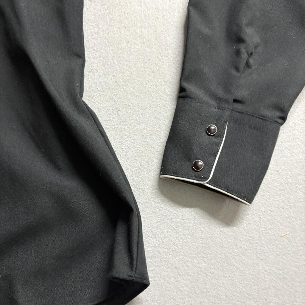Vintage Karman Western Shirt Mens 40 Black Embroidered Floral Pearl Snap Cowboy
