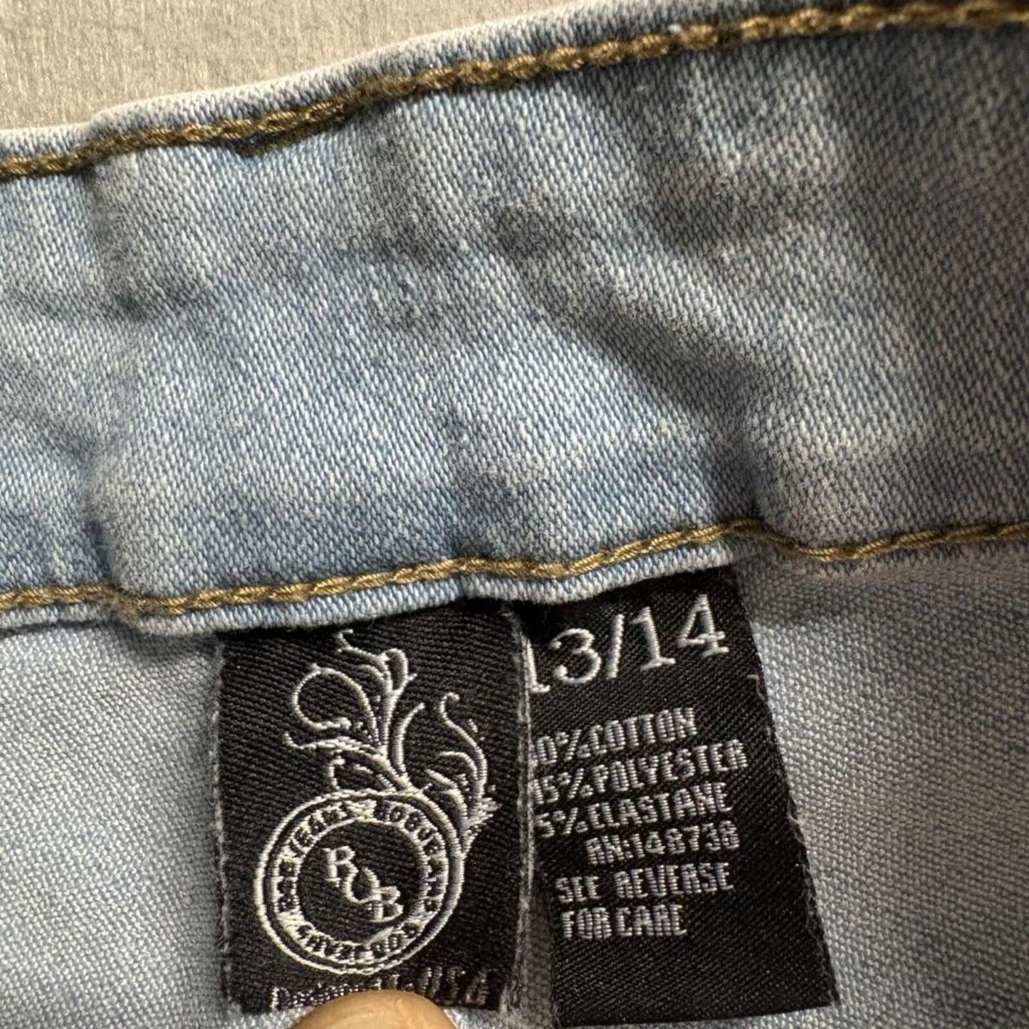 Rob Jeans Womens 13/14 Light Wash Distressed Ripped Skinny High Rise Denim