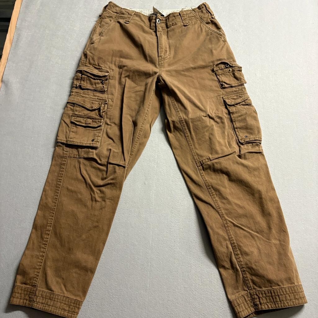 Abercrombie & Fitch Mens Cargo Pants 32x32 Brown Cotton Multi Pocket Vintage