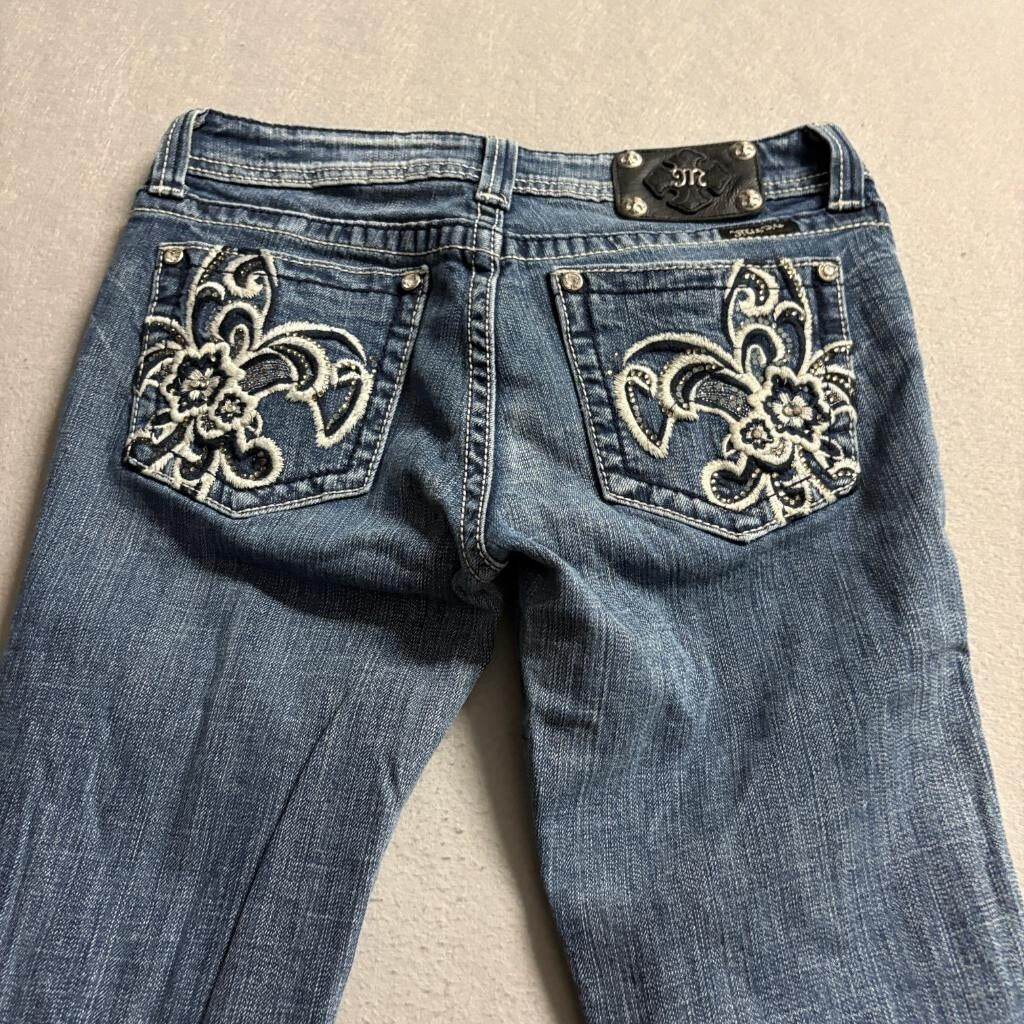 Miss Me Bootcut Jeans Womens Size 30 JP5033-T Blue Denim Embellished Y2K