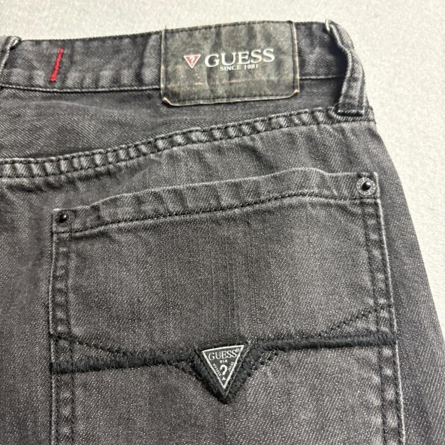 Guess Jeans Mens 32x28 Gray Regular Straight Crescent Fit Denim Pants 32x29