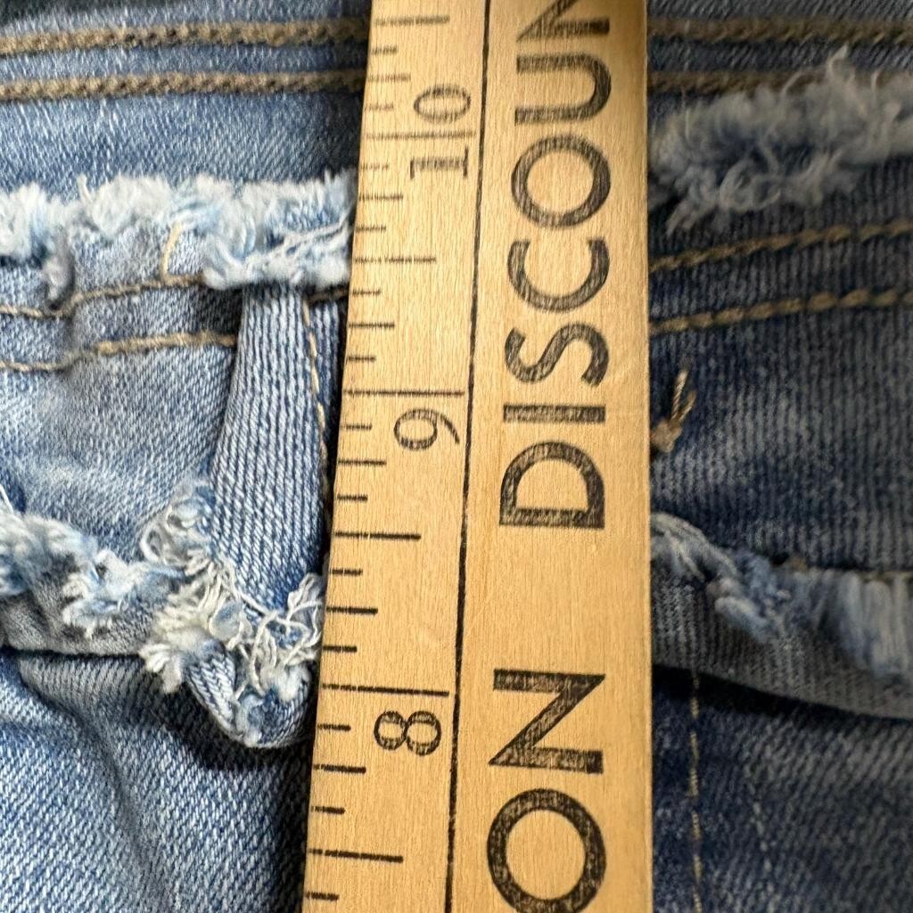 Shein Petite Women's Size M Distressed Flare Jeans Light Wash Raw Hem Fringe