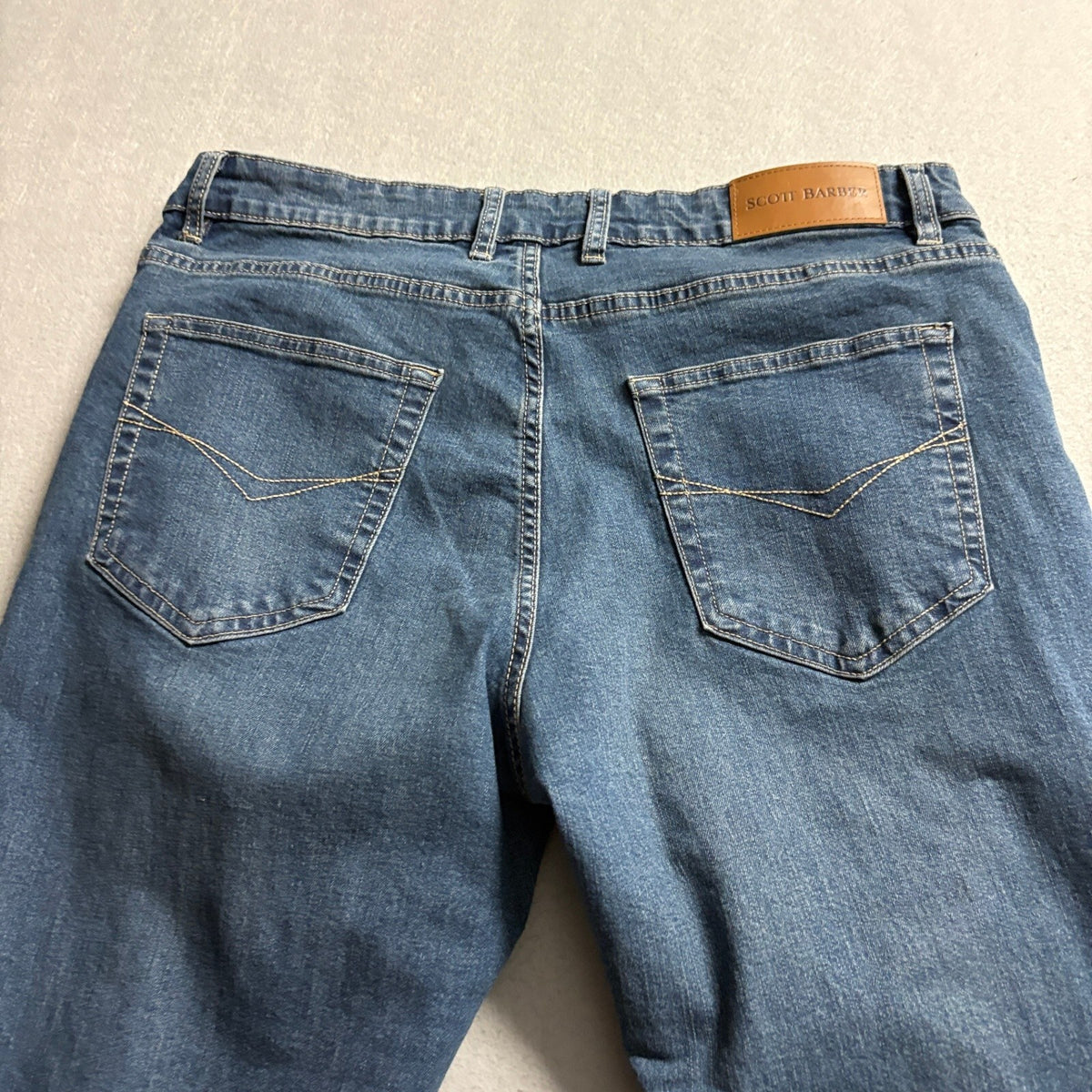 Scott Barber Straight Fit Jeans Mens 34x32 Blue Denim Stretch Pants