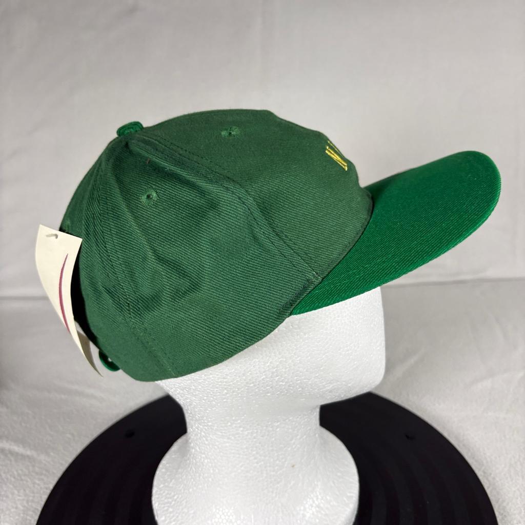 Vintage Nike Swoosh Snapback Hat Mens Green Gold Embroidered Spellout Cap NWT