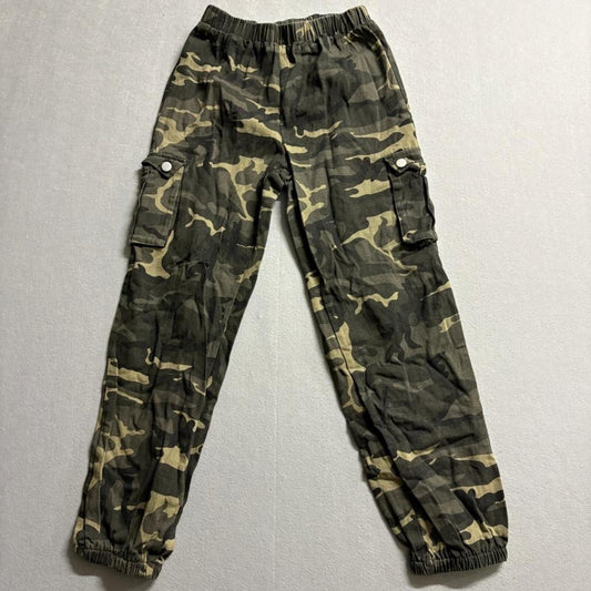 Shein Womens Camo Cargo Pants Size M Green Camouflage Elastic Waist Joggers