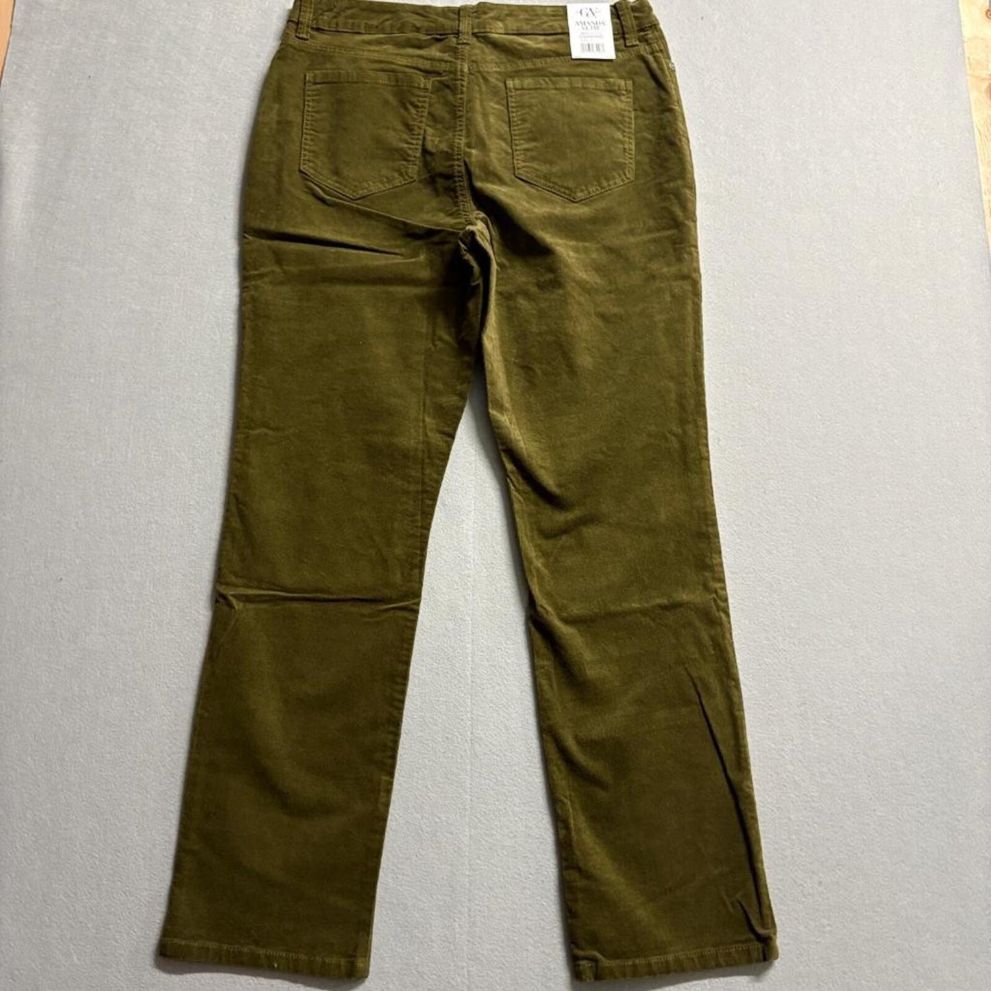 Gloria Vanderbilt Amanda Slim Corduroy Pants Womens 14 Olive Green High Rise