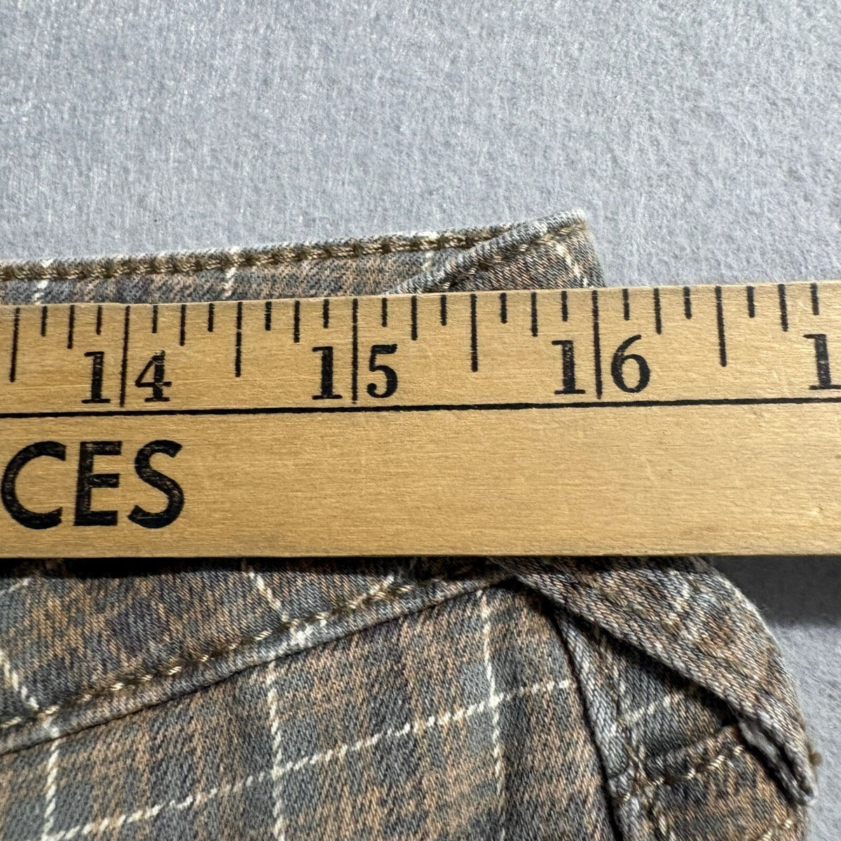 Cleo and Wolf Plaid Jeans Womens 33 Brown Ultra High Rise Kick Flare Stretch