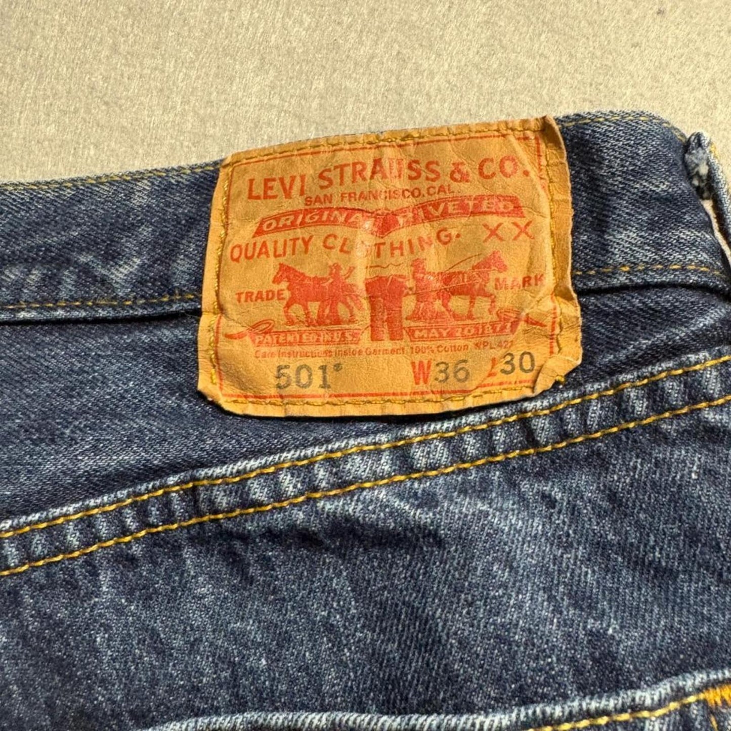 Levi's 501 Original Fit Jeans Mens 36x30 Blue Denim Button Fly Straight Leg