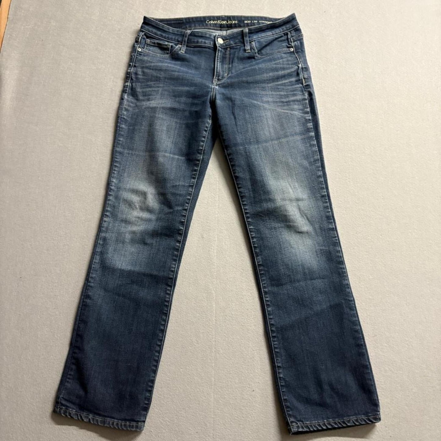 Calvin Klein Jeans Womens W30 L30 Straight Leg Blue Denim Stretch Pants
