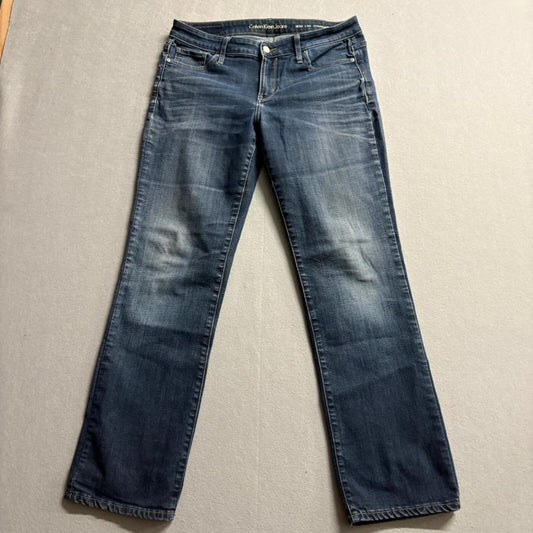 Calvin Klein Jeans Womens W30 L30 Straight Leg Blue Denim Stretch Pants