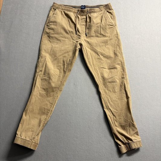 Gap Jogger Pants Mens Medium Khaki Tan Cotton Stretch Drawstring Elastic Waist