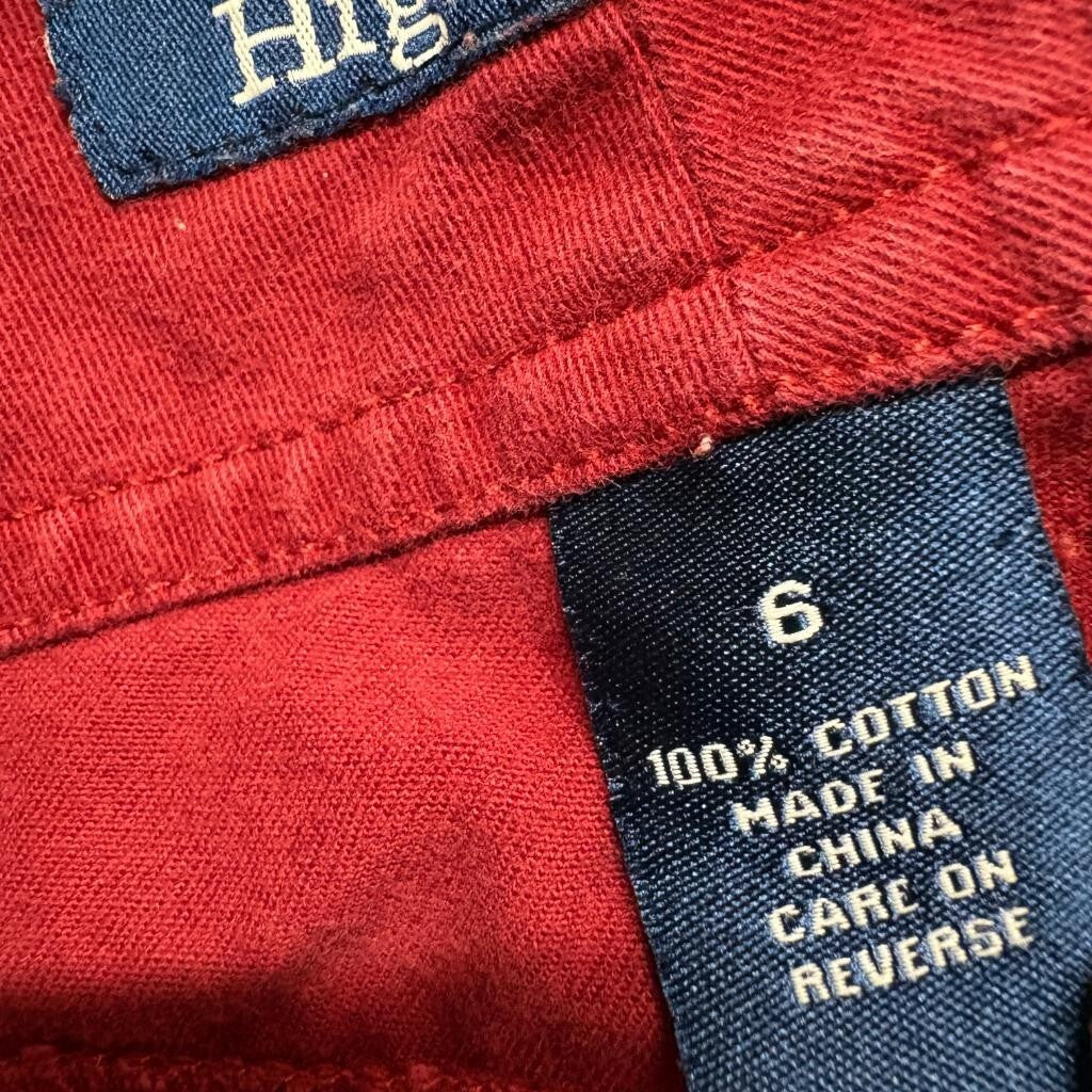 High Sierra Womens Red Cotton Denim Crop Jeans Size 6 Wide Leg Capris