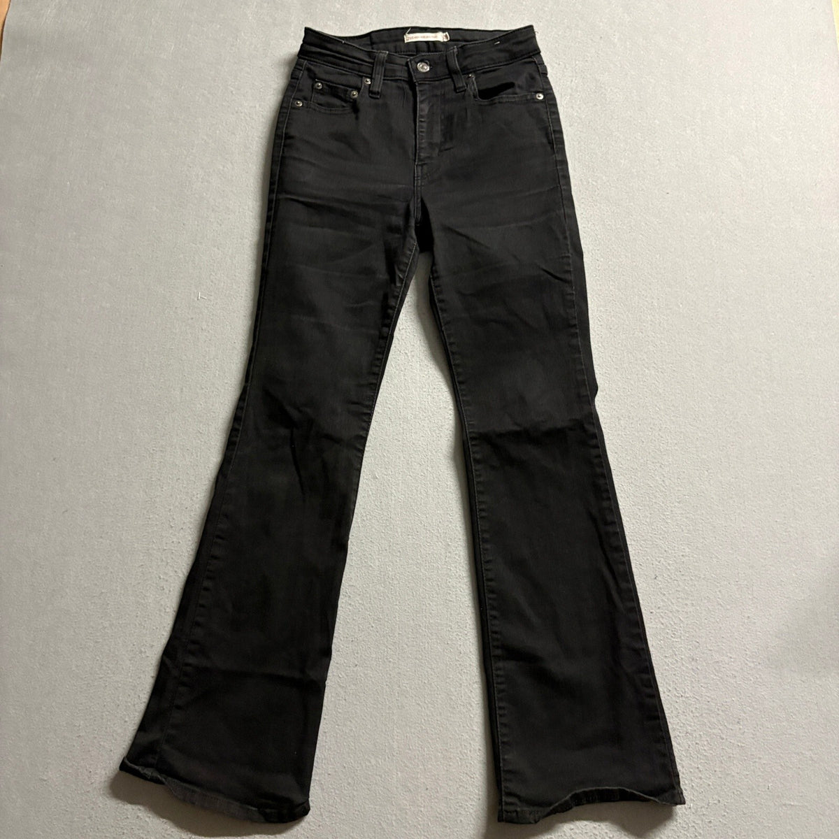 Levi's 725 High Rise Bootcut Jeans Womens W26 L30 Black Stretch Denim Pants