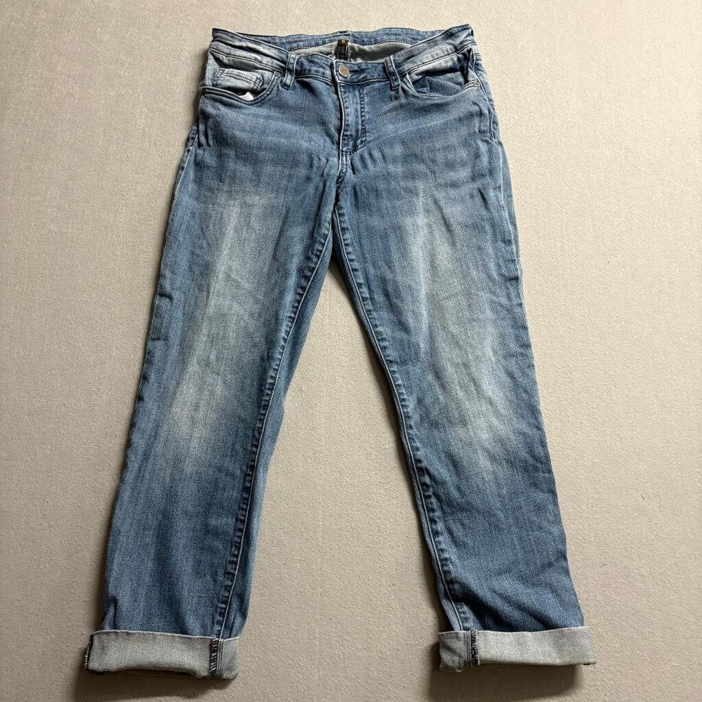 Kut from the Kloth Jeans Womens 10 Blue Denim Stretch Straight Leg Cuffed