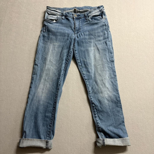 Kut from the Kloth Jeans Womens 10 Blue Denim Stretch Straight Leg Cuffed