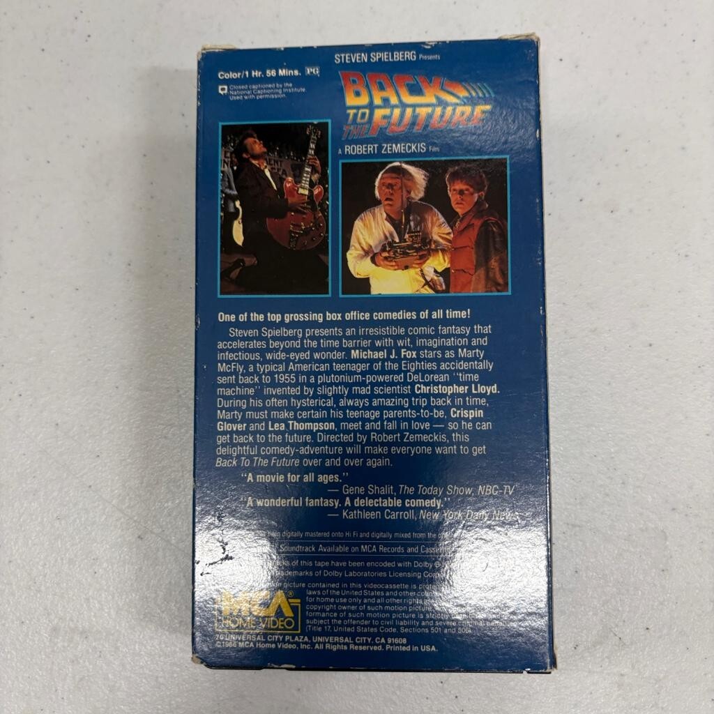 Back to the Future VHS 1986 MCA Home Video Michael J Fox Marty McFly 80196