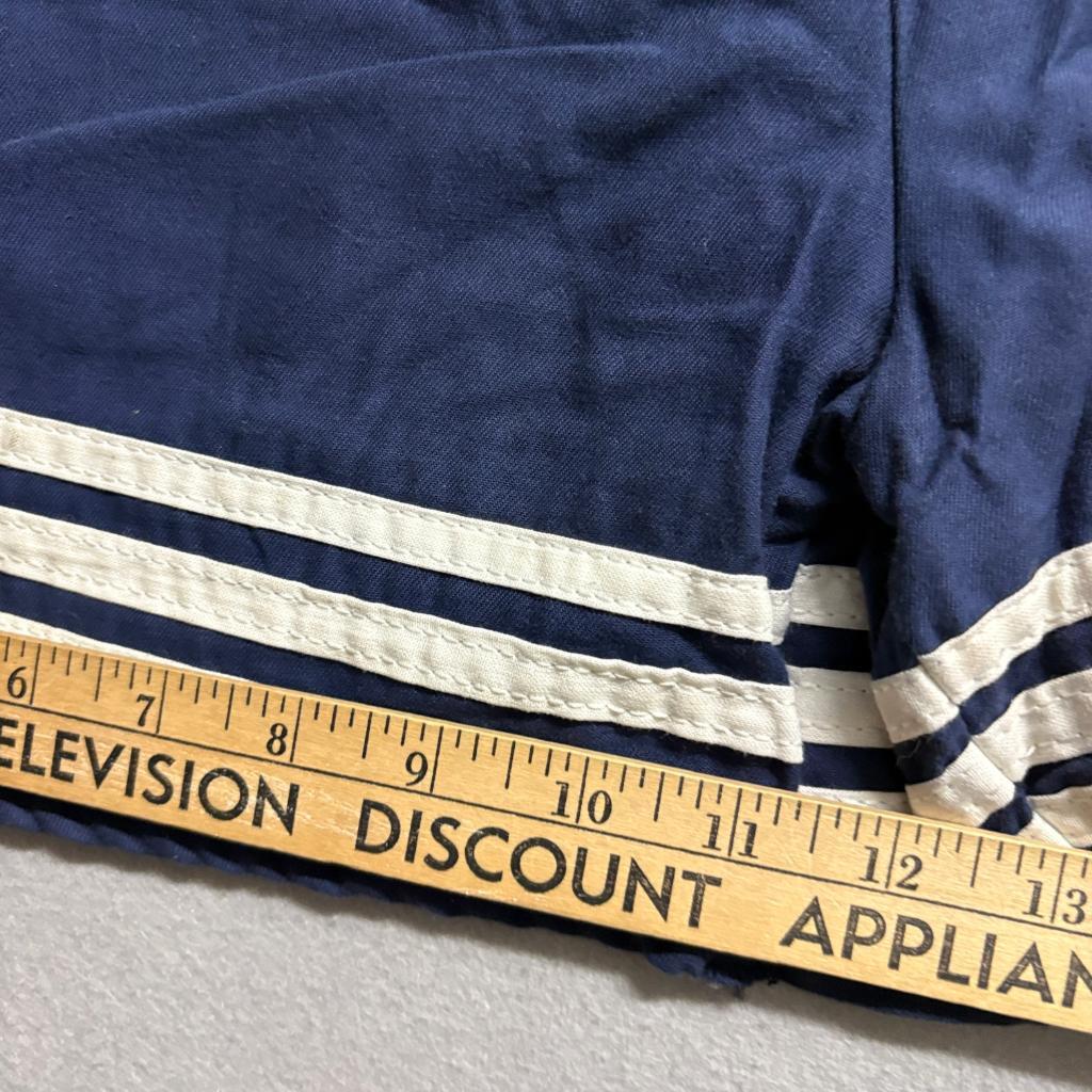 Vintage Key Elements Mens Large Navy Blue White Stripe Athletic Shorts Made in