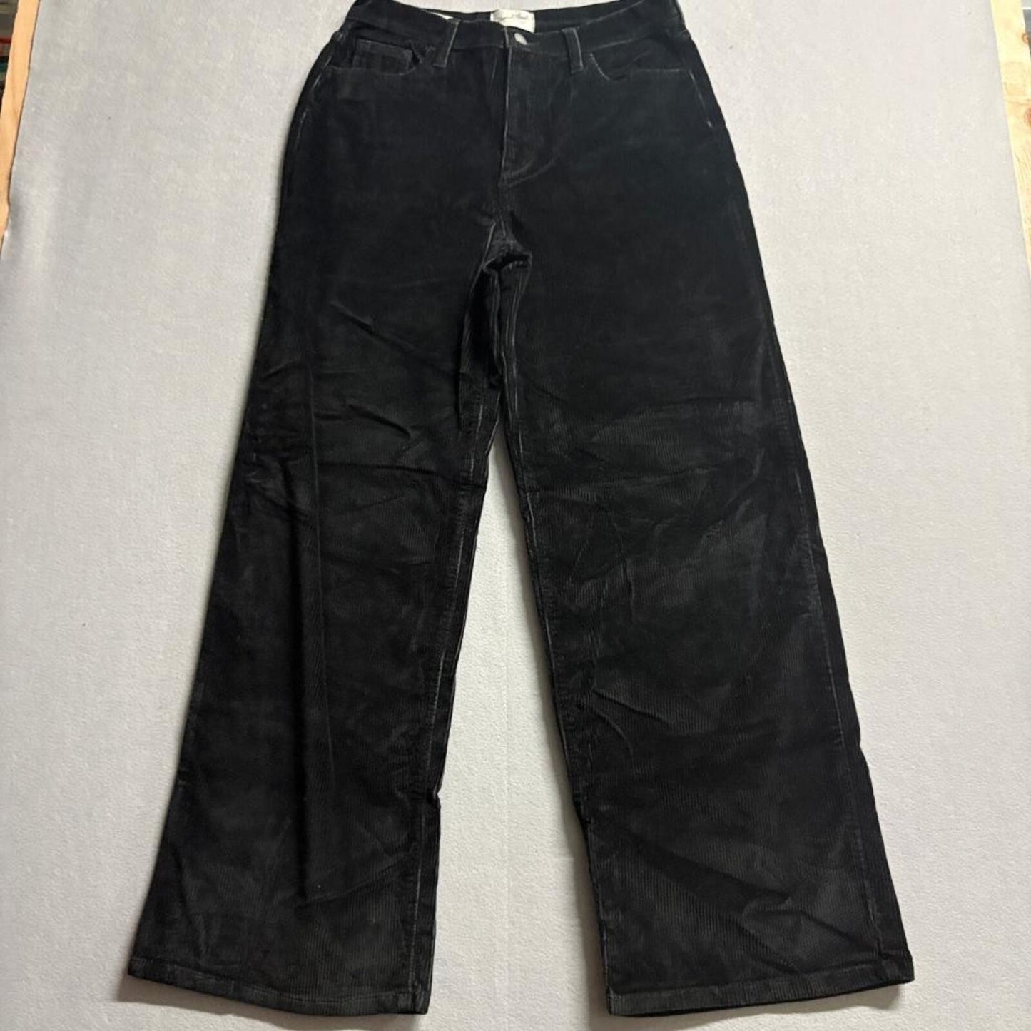 Universal Thread Corduroy Pants Womens 10/30R Black Relaxed Wide Leg High Rise