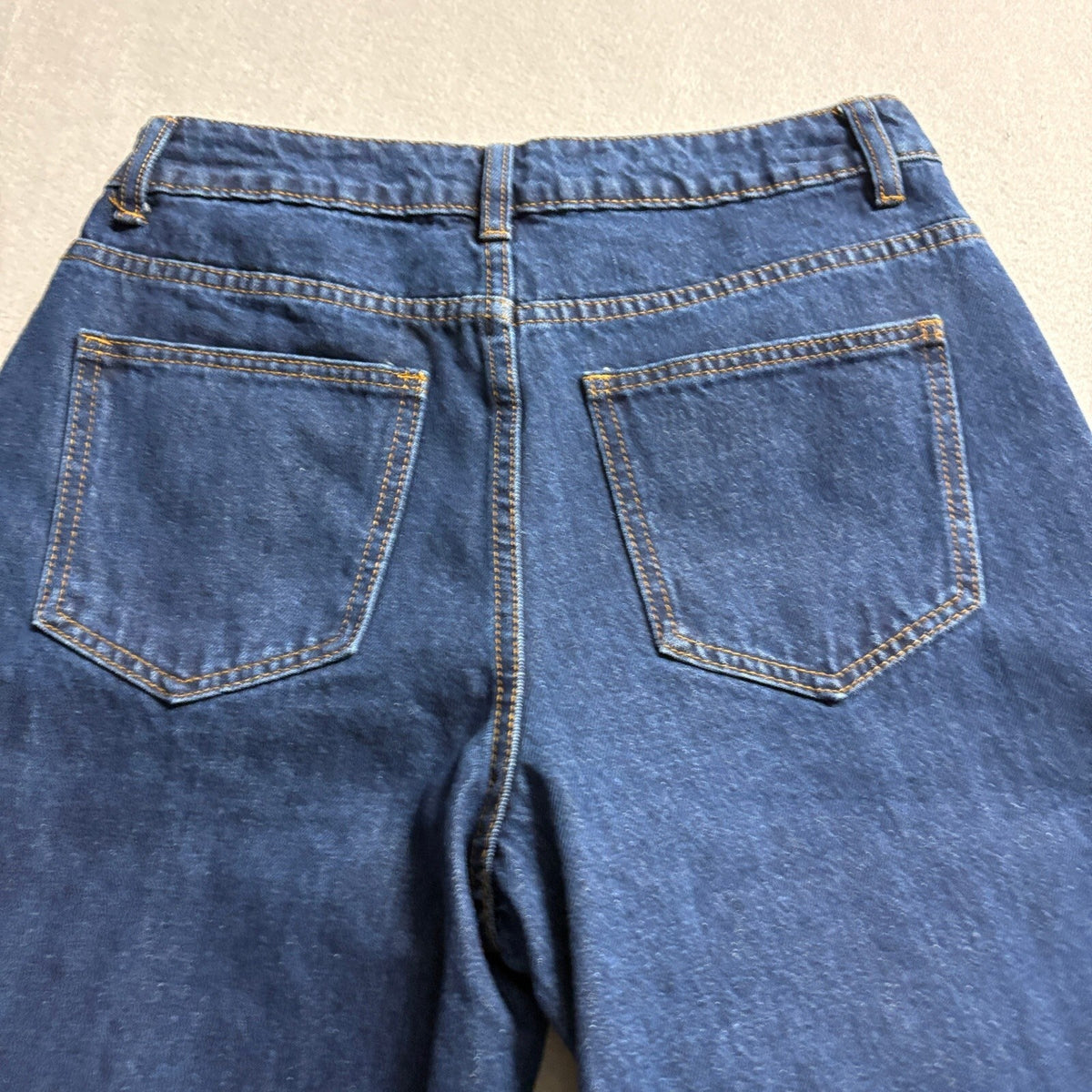 SHEIN Wide Leg Jeans Womens Tall Medium Dark Wash High Rise Denim Cuffed Hem