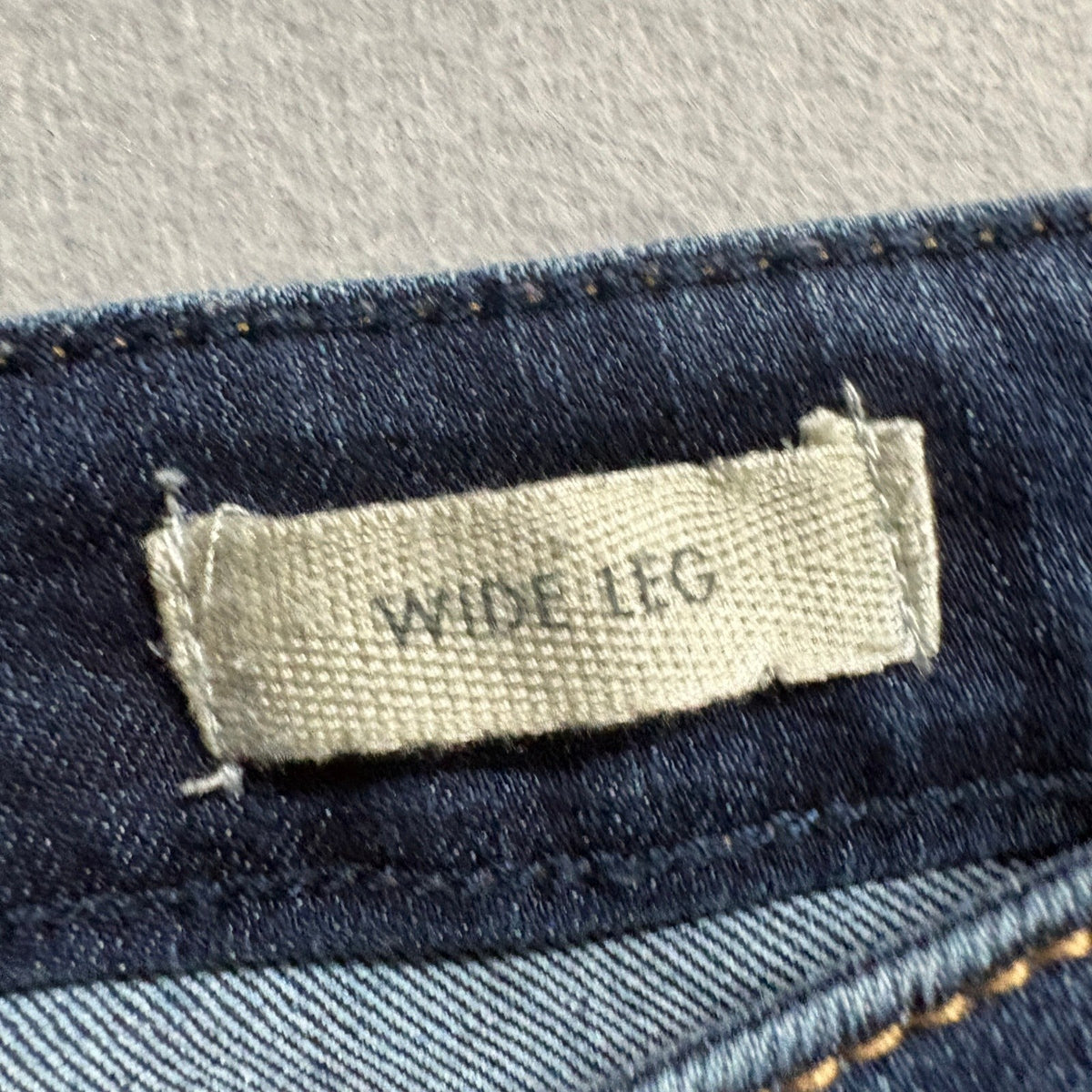 Lori Goldstein LOGO Wide Leg Jeans Womens 14 Blue Denim Raw Hem Tuxedo Stripe