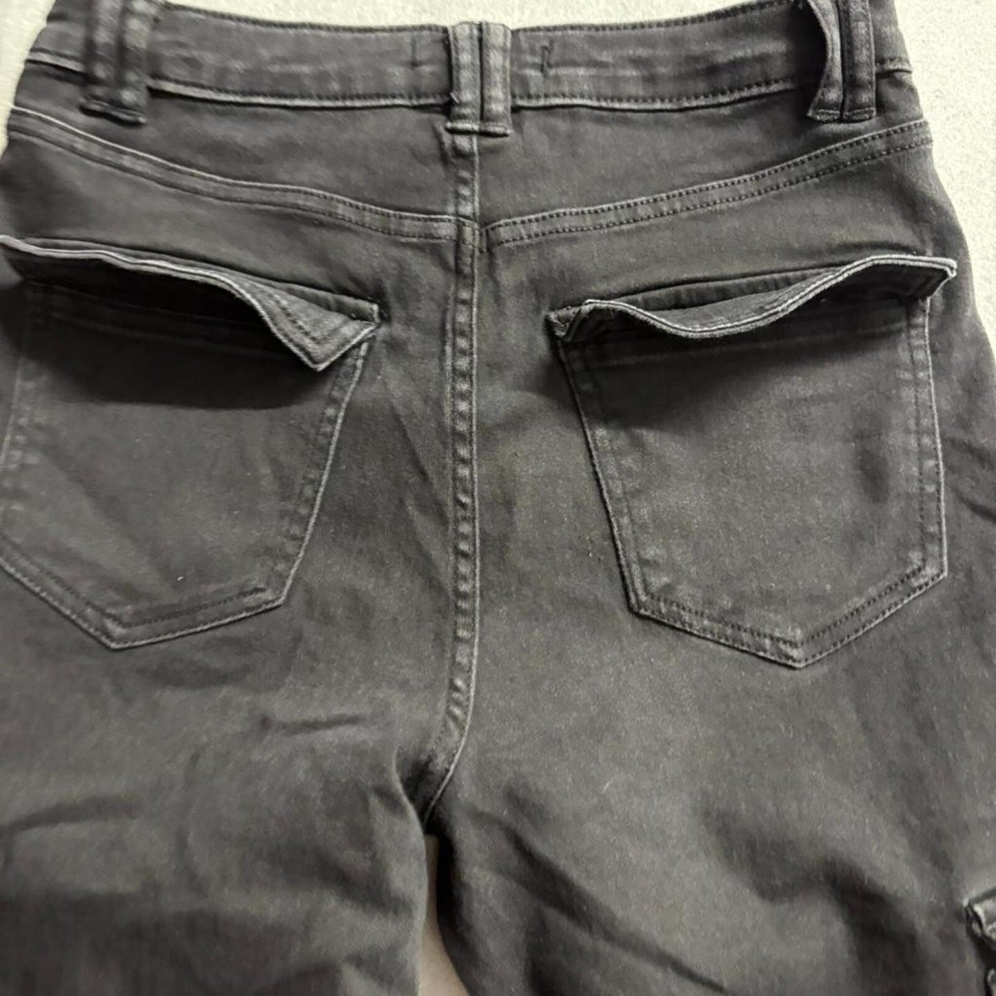 Purple Blues Denim Womens Black Cargo Pants Size S Skinny High Rise Stretch