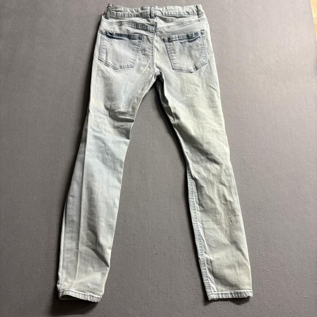 Forever 21 Premium Denim Mens 26 Distressed Skinny Jeans Light Wash Blue