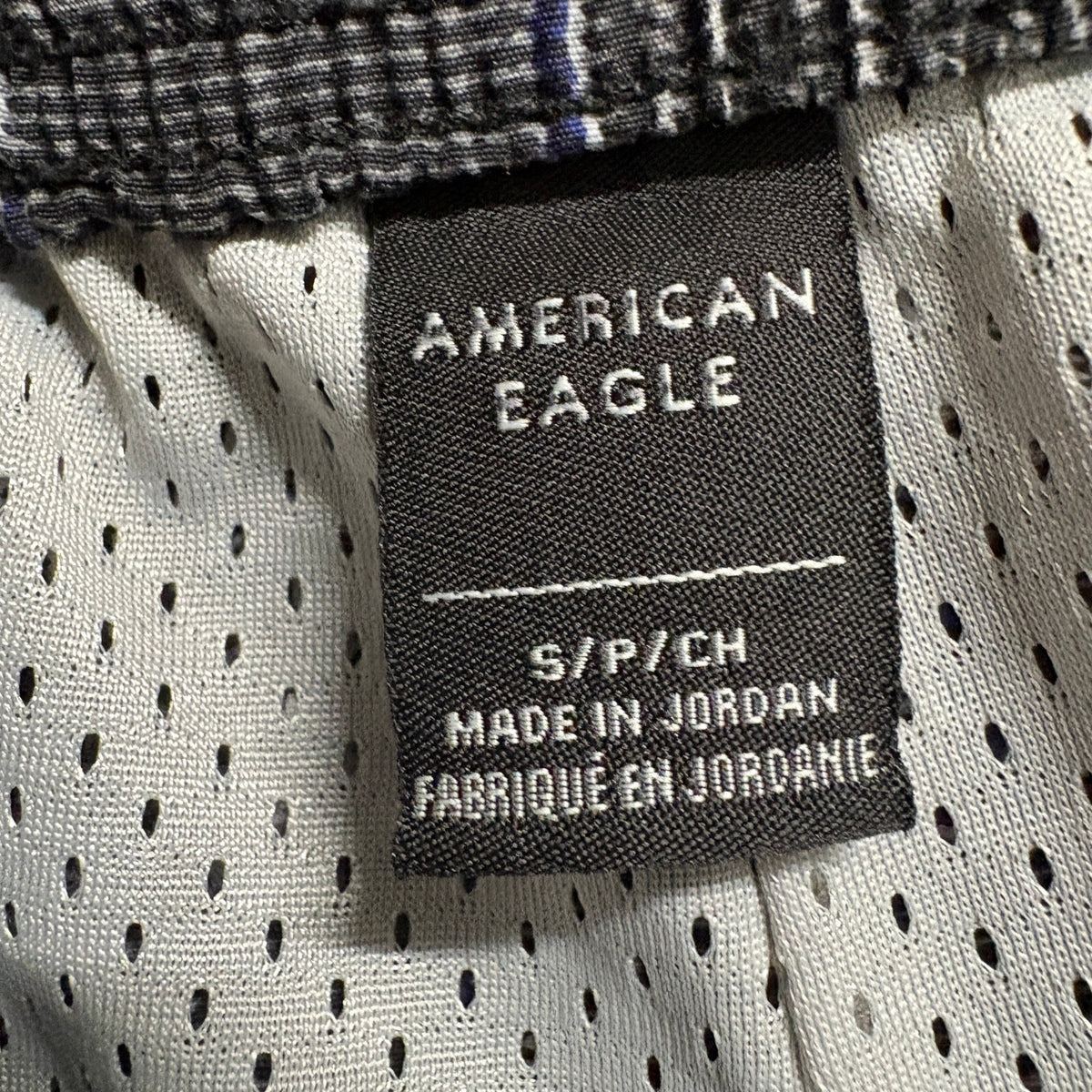 American Eagle Mens Jogger Pants Small S Gray Plaid Nylon Mesh Lined Track Pants