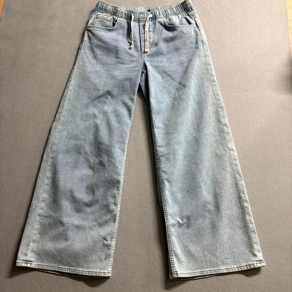 Gap Wide Leg Denim Joggers Womens Small Regular Light Wash Elastic Waist