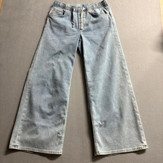 Gap Wide Leg Denim Joggers Womens Small Regular Light Wash Elastic Waist