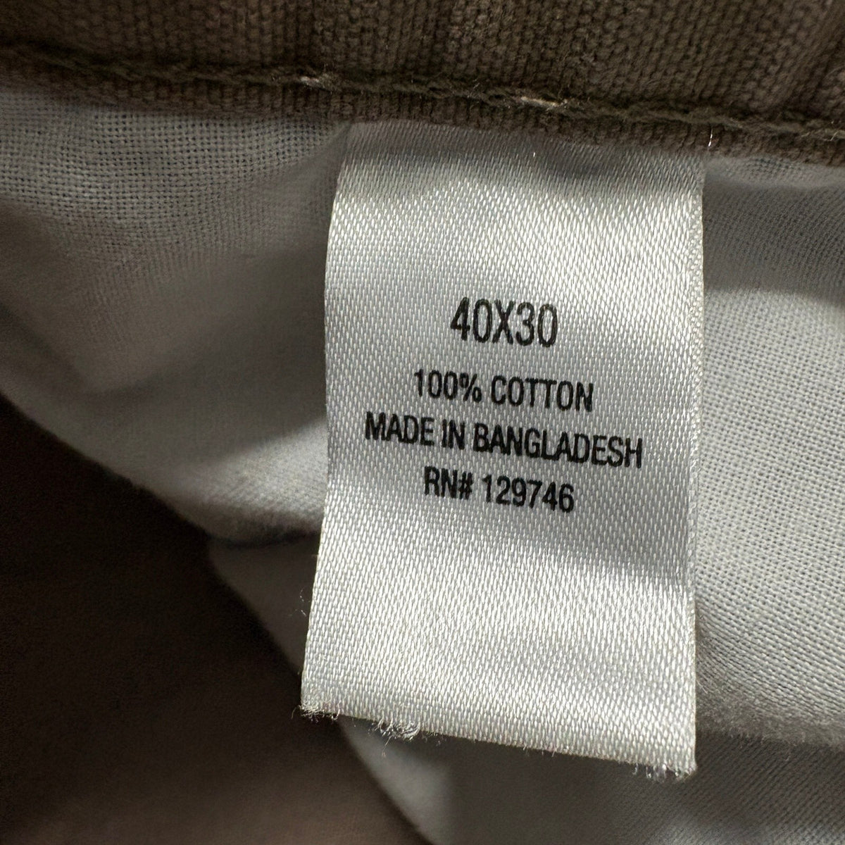 Blue Mountain Mens Work Pants 40x30 Tan Brown Canvas 100% Cotton Five Pocket