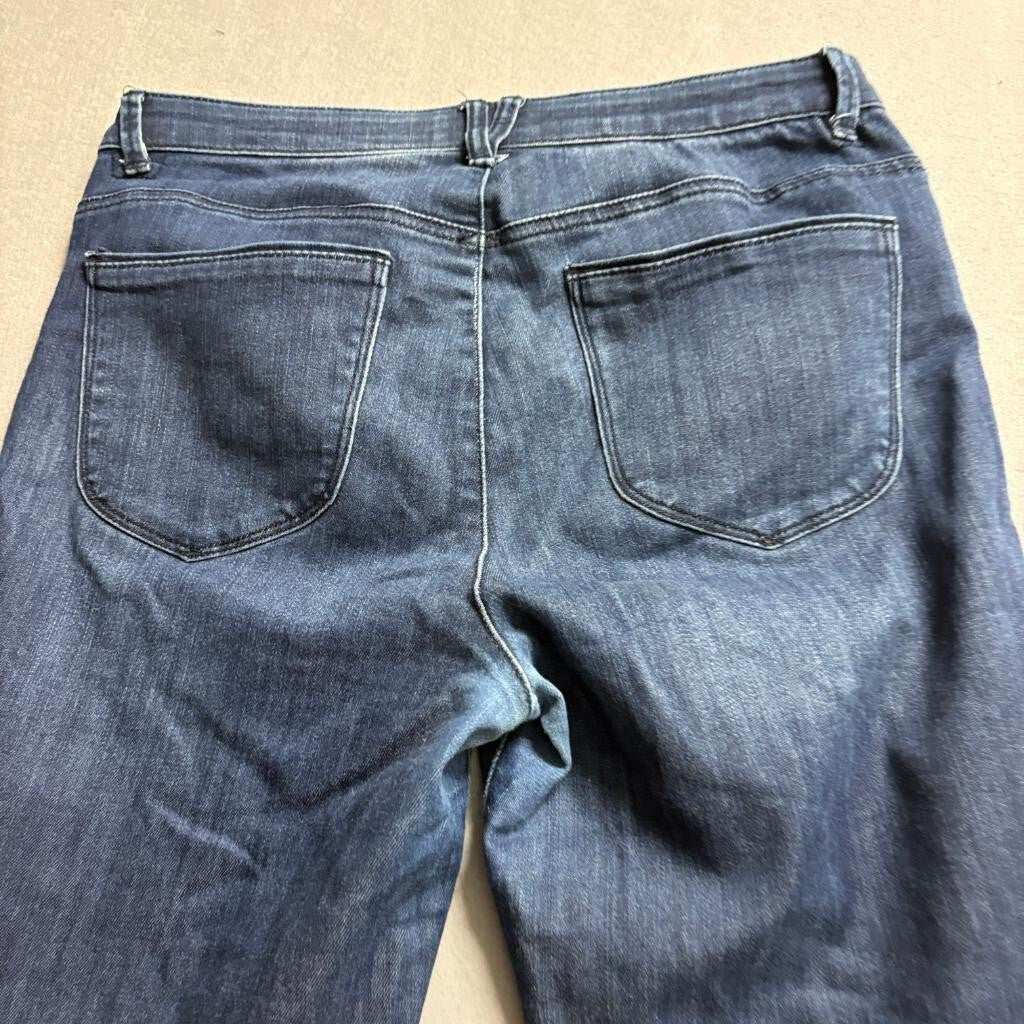 Democracy Ab Technology Jeans Womens 10 Blue Distressed Frayed Hem Button Fly