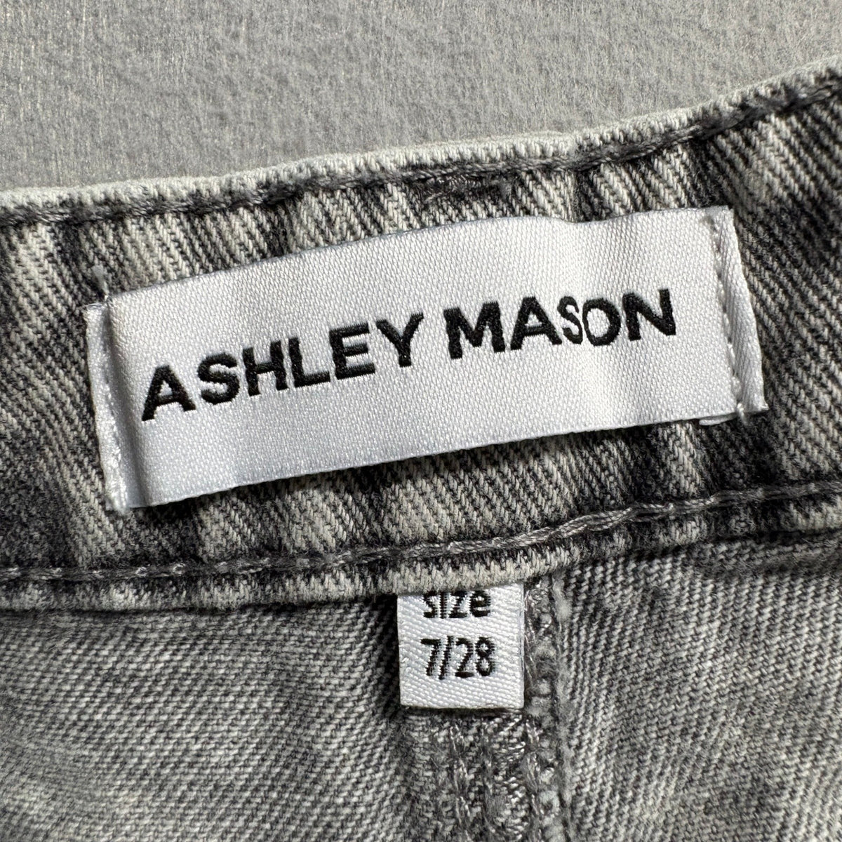 Ashley Mason High Rise Wide Leg Acid Wash Jeans Womens Size 7/28 Gray Cherry