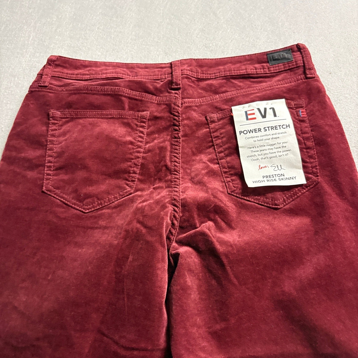EV1 Ellen DeGeneres Preston High Rise Skinny Corduroy Pants Womens Size 14 Red