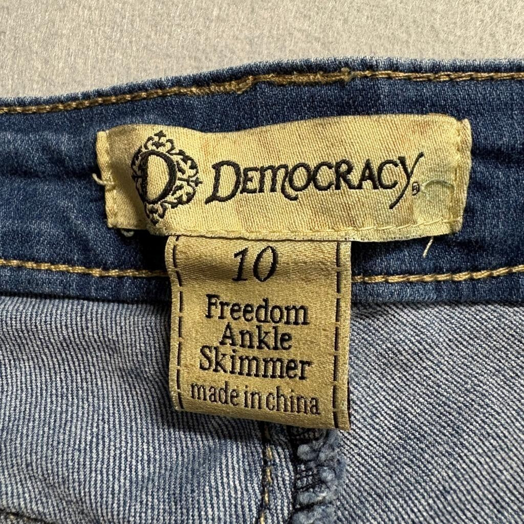 Democracy Freedom Ankle Skimmer Jeans Womens 10 Blue Stretch Denim Cropped
