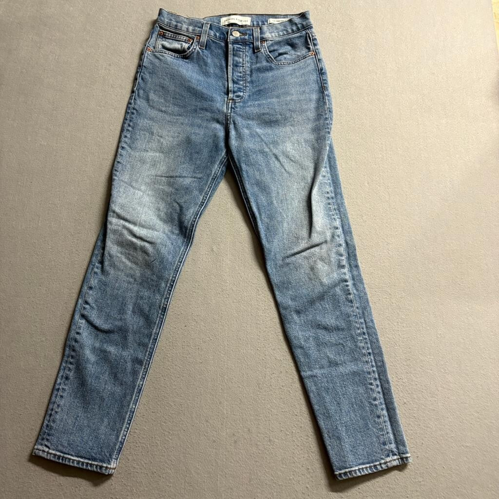 Denim Forum The Yoko High Rise Slim Jeans Womens 27 Blue Denim Button Fly