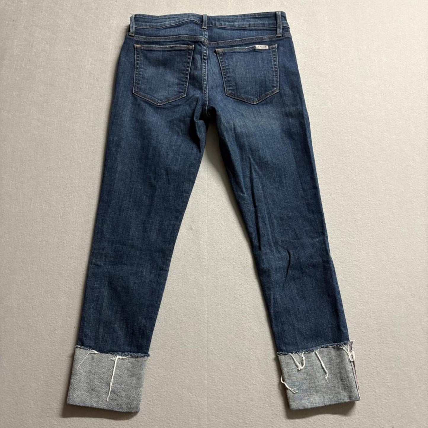 Joe's Jeans Cuff Crop Women 28 Blue Denim Stretch Raw Hem Cuffed Cropped Jeans