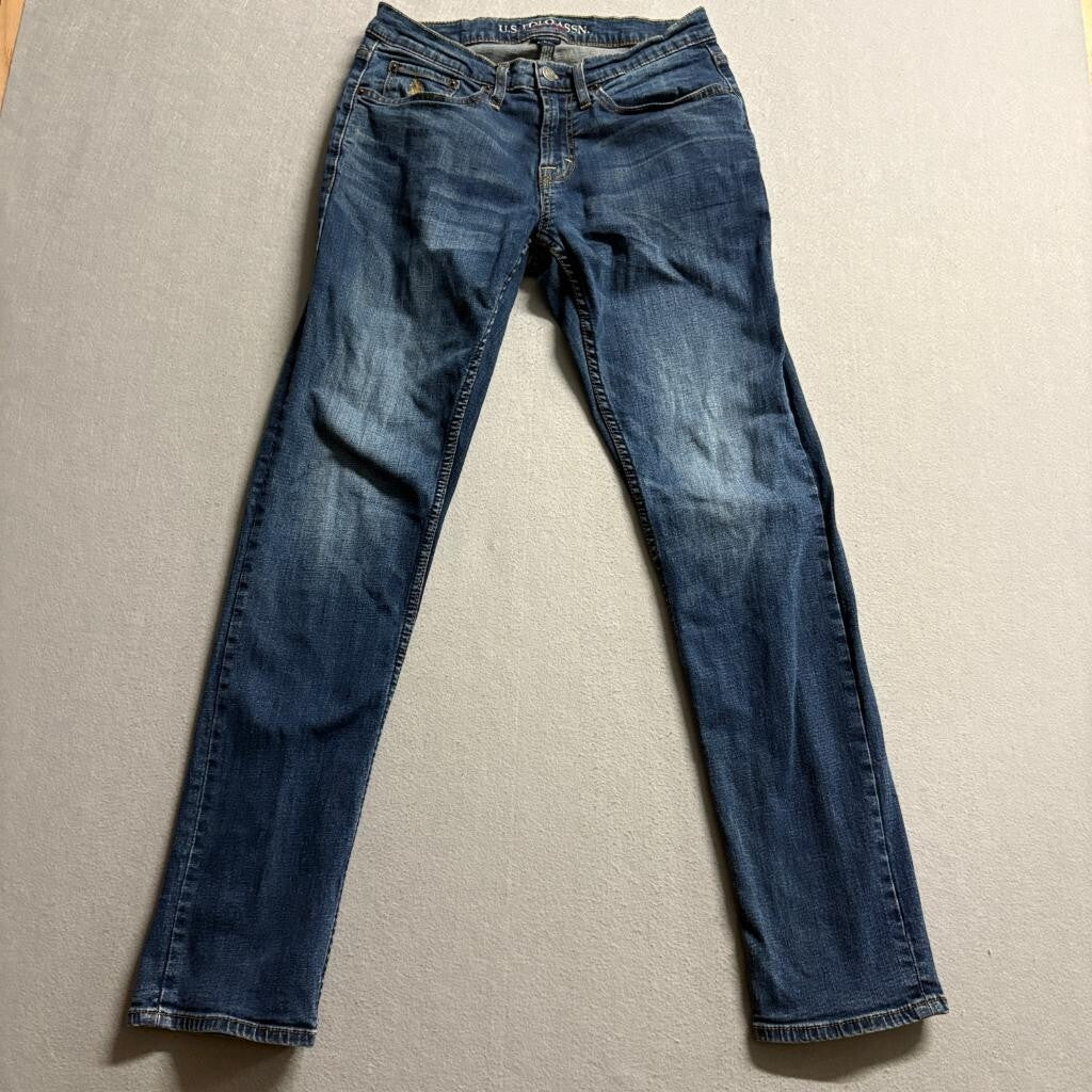 US Polo Assn Womens Jeans Size 30x32 Blue Denim Straight Leg Activate Stretch
