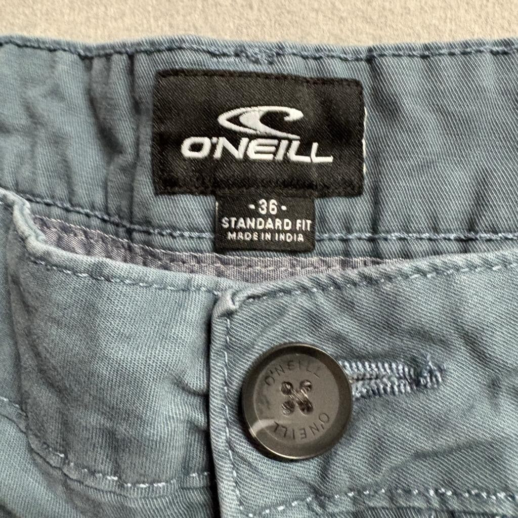 ONeill Mens Chino Shorts Size 36 Gray Green Stretch Standard Fit Cotton Blend
